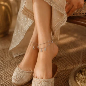 silver dewdrop anklet