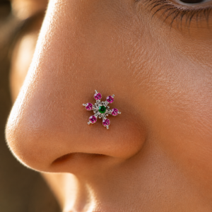 ruby bloom star nose pin