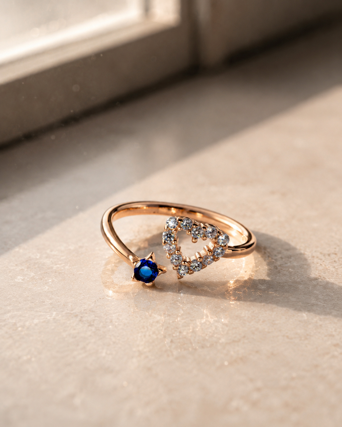 sapphire heart open ring sapphire heart open ring