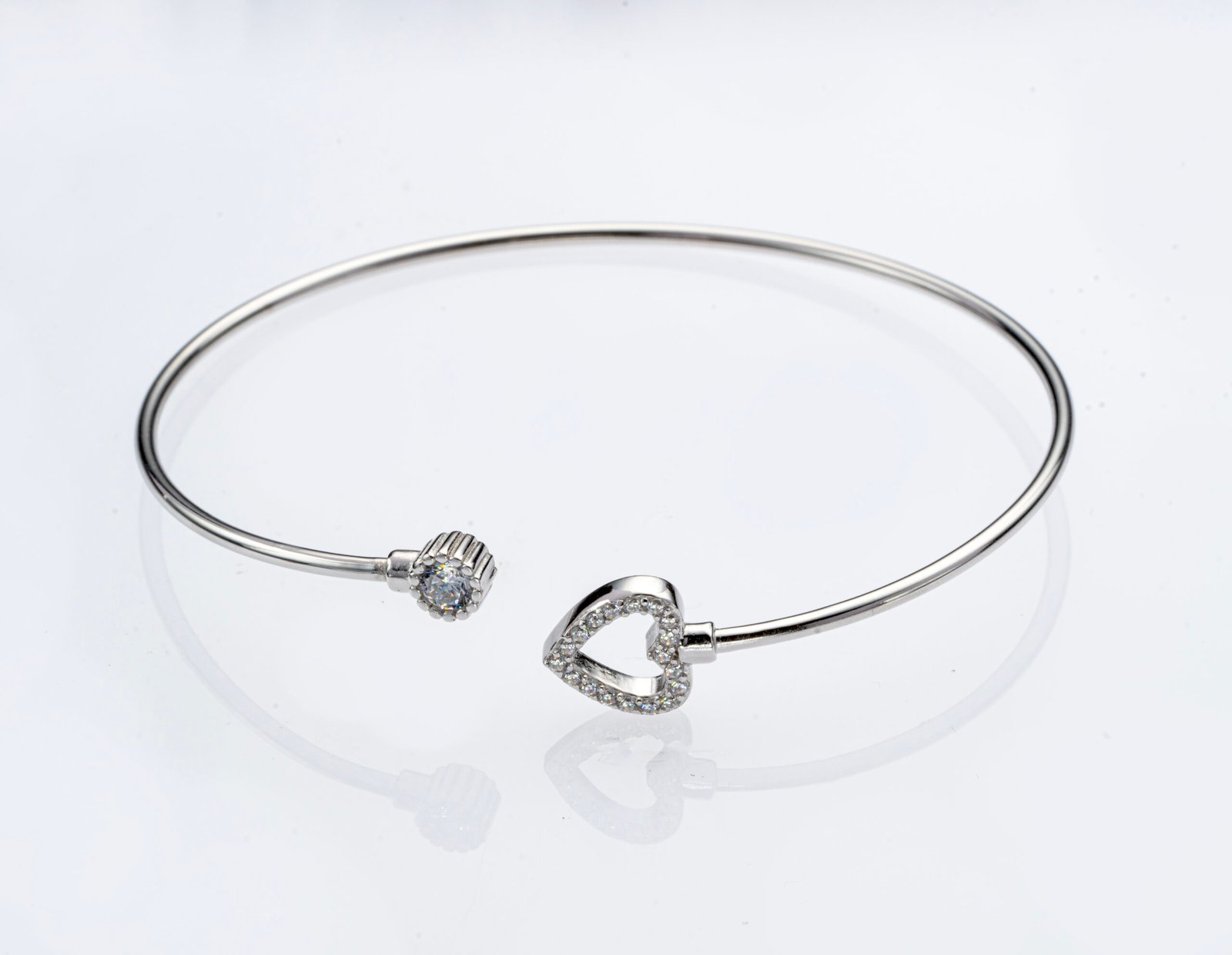 crystal heart open bangle crystal heart open bangle