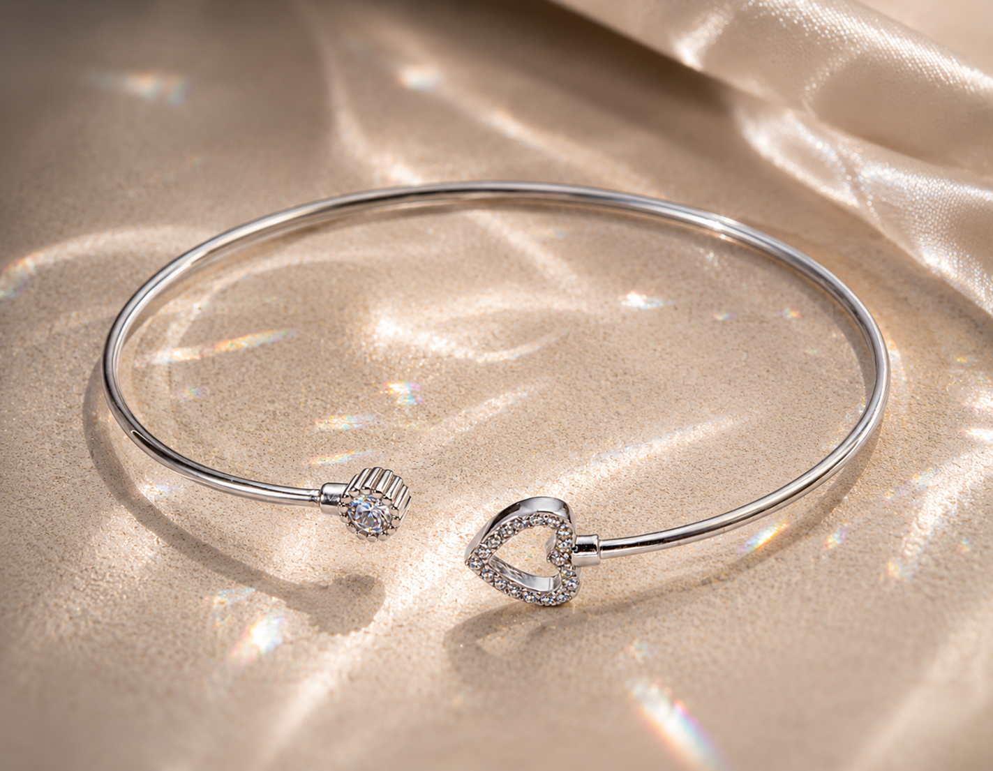crystal heart open bangle crystal heart open bangle