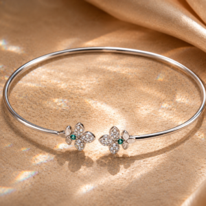 emerald blossom open bangle