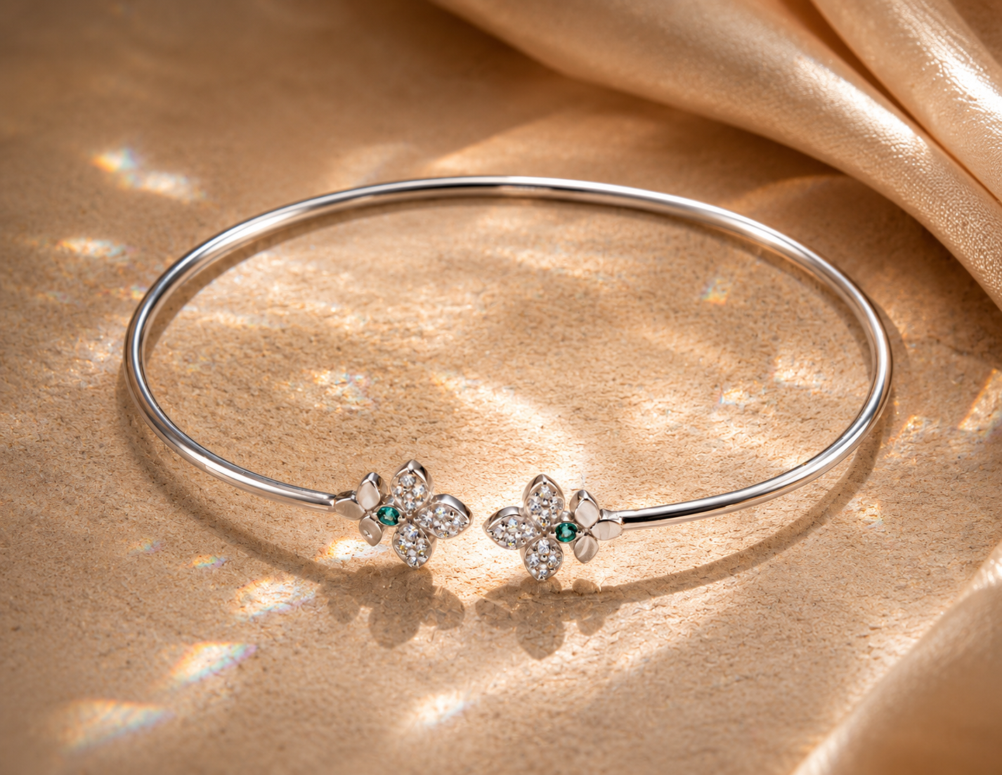emerald blossom open bangle emerald blossom open bangle