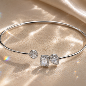 luxe duo stone open bangle