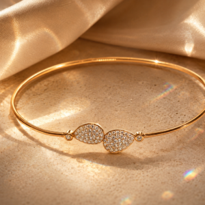 rose gold leaf open bangle