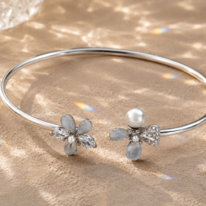 pearl petal open bangle