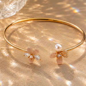 rose pearl blossom open bangle
