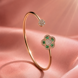 emerald blossom open bangle