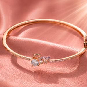 rose gold floral charm bracelet