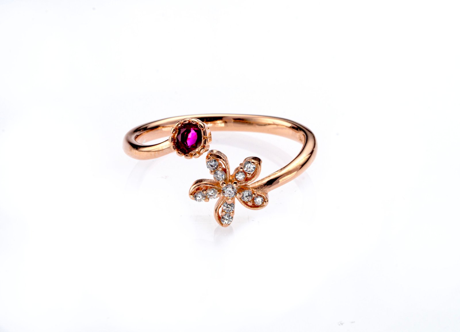 floral ruby charm ring floral ruby charm ring