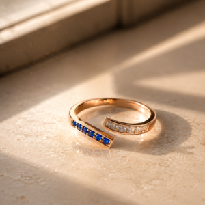 sapphire dual line ring