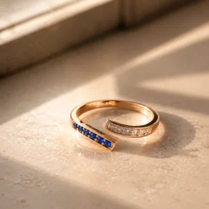 sapphire dual line ring
