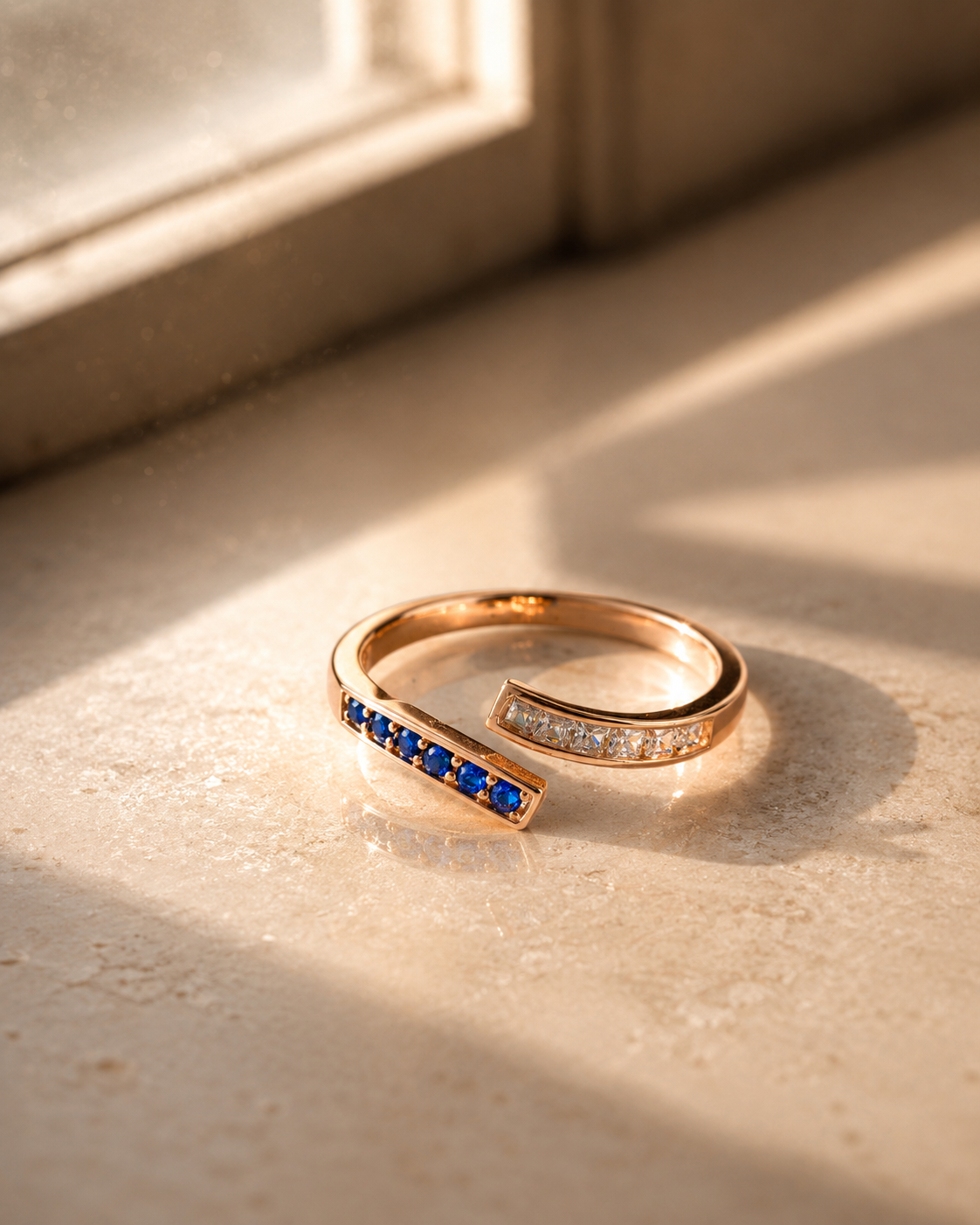 sapphire dual line ring sapphire dual line ring