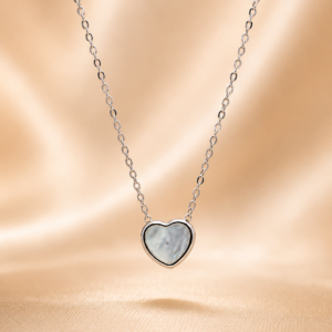 pearl heart minimal necklace