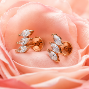 rose gold leaf gleam studs