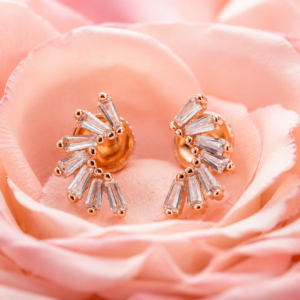 rose gold crystal fan earrings