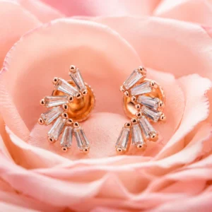 rose gold crystal fan earrings