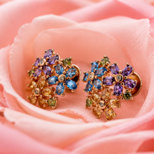 rose gold blossom spark earrings