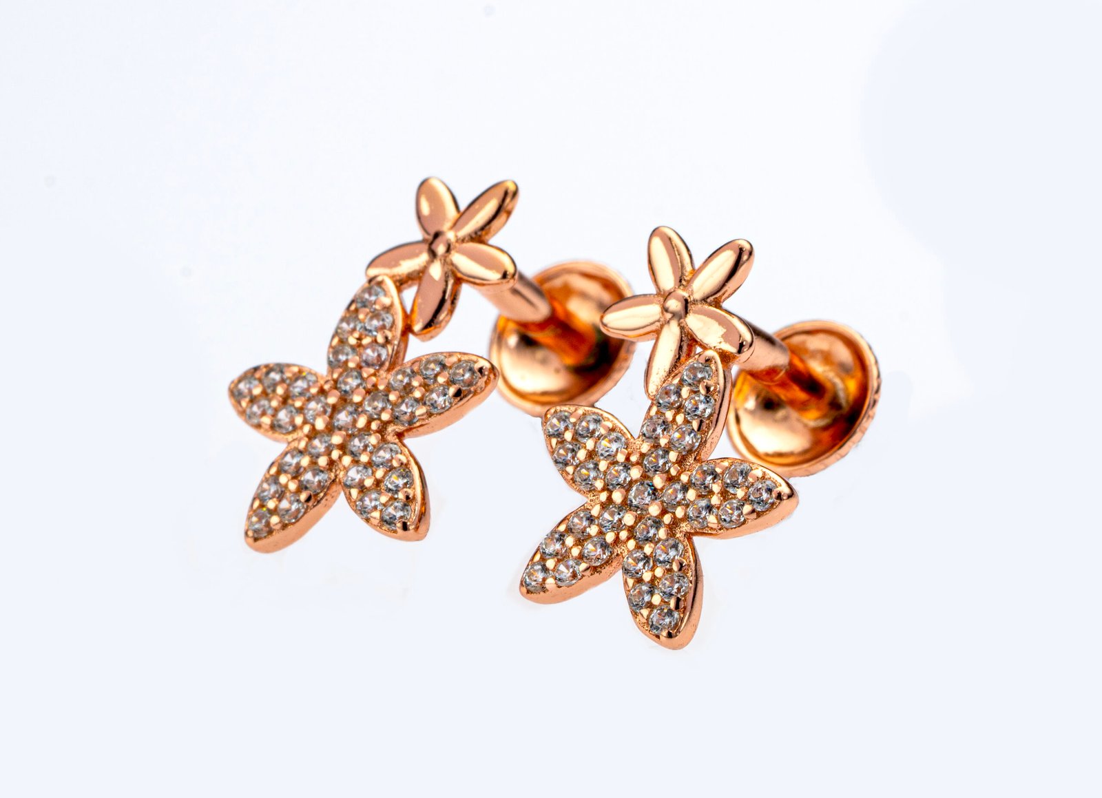 rose gold snowflake studs rose gold snowflake studs