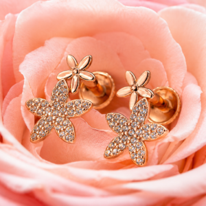 rose gold snowflake studs