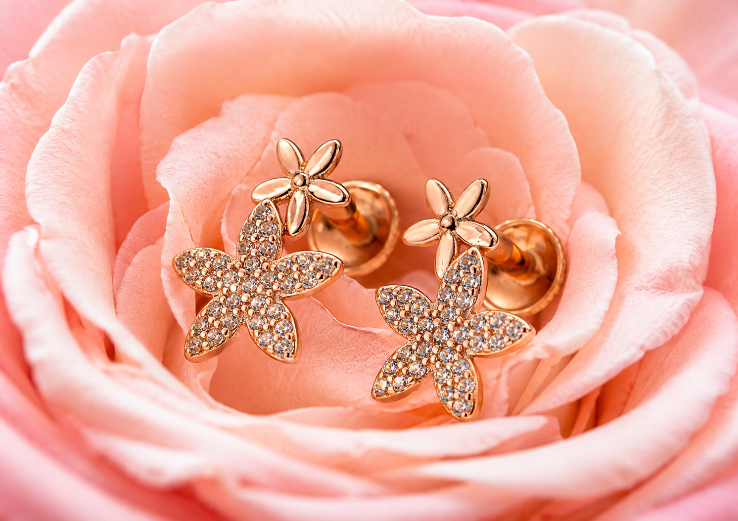 rose gold snowflake studs rose gold snowflake studs