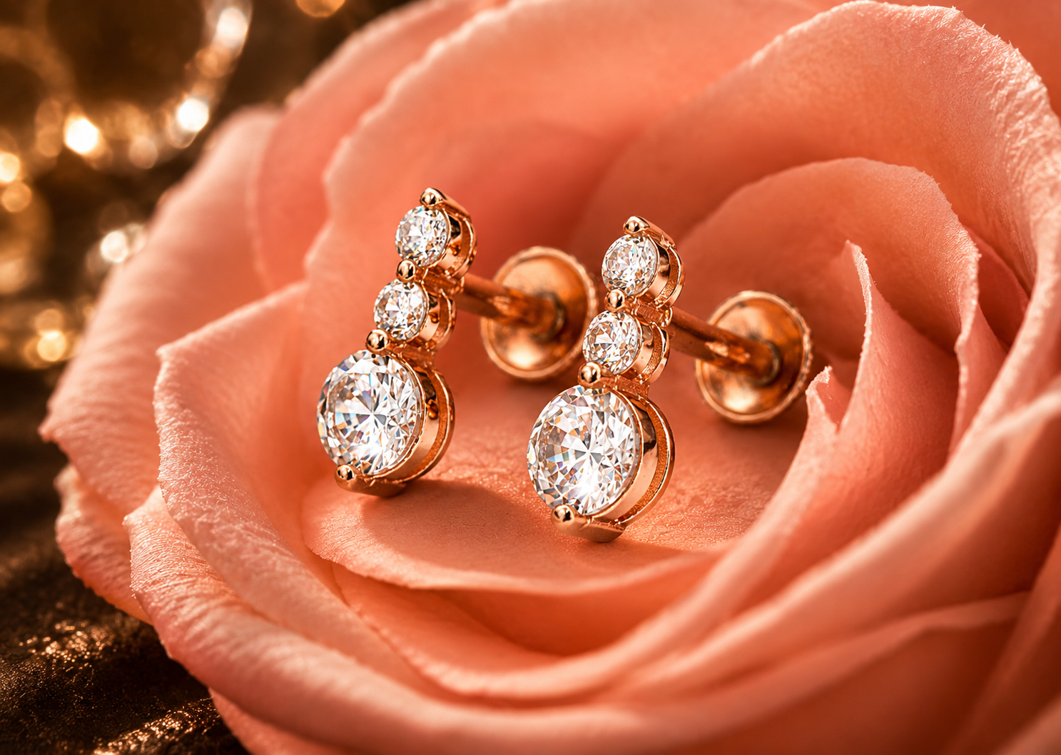 rose gold trio spark studs rose gold trio spark studs