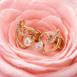 rose gold eternal heart earrings