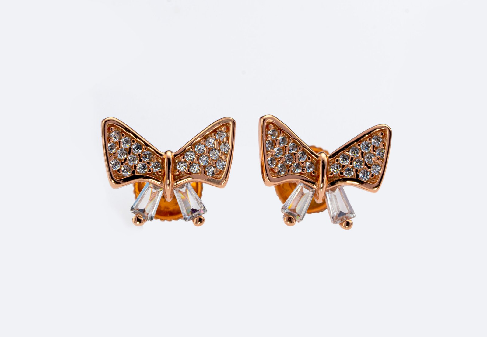 crystal bow charm studs crystal bow charm studs