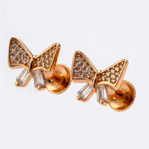 crystal bow charm studs