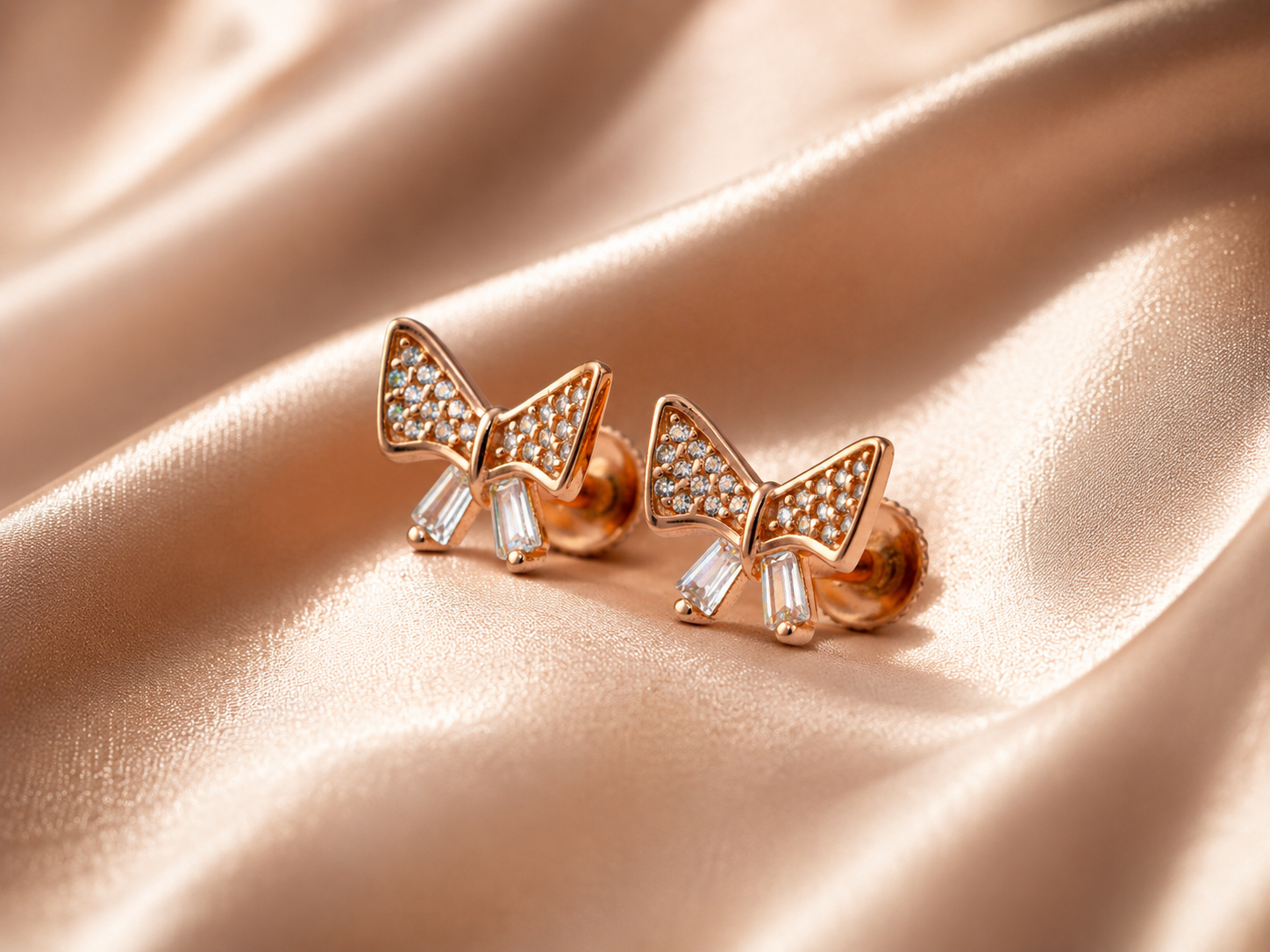 crystal bow charm studs crystal bow charm studs