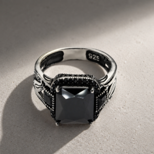 obsidian crown signet ring