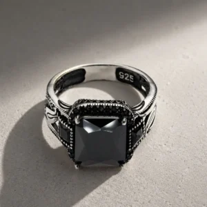 obsidian crown signet ring